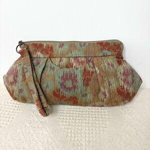 Maruca Wristlet Clutch Bag Boho Neutral Print Jacquard Handmade